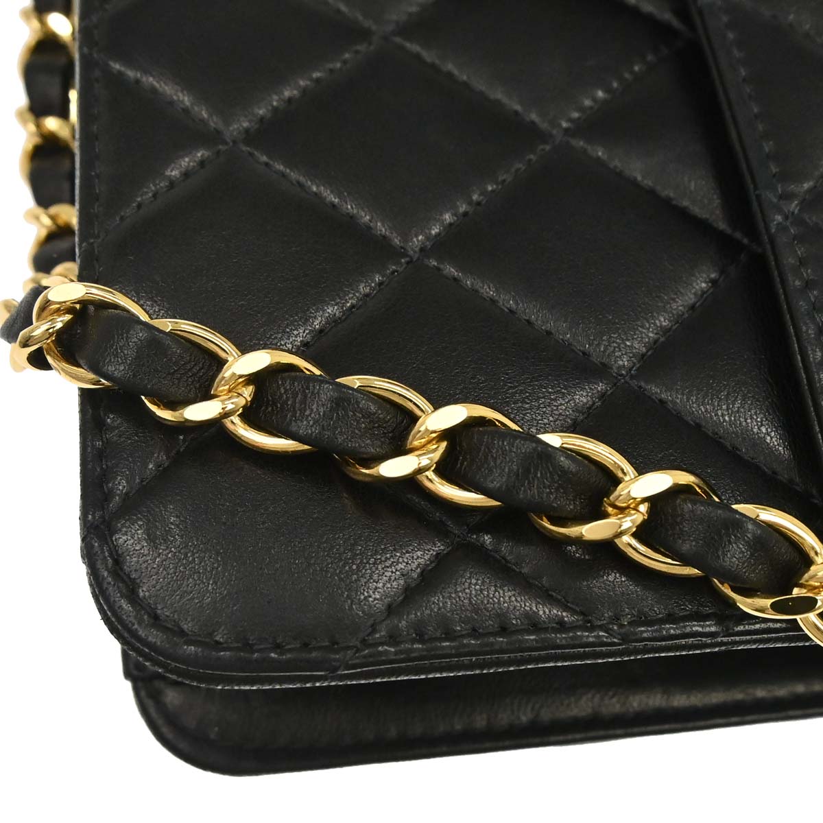 Chanel 2000-2002 Black Lambskin Turnlock Small Half Flap Shoulder Bag