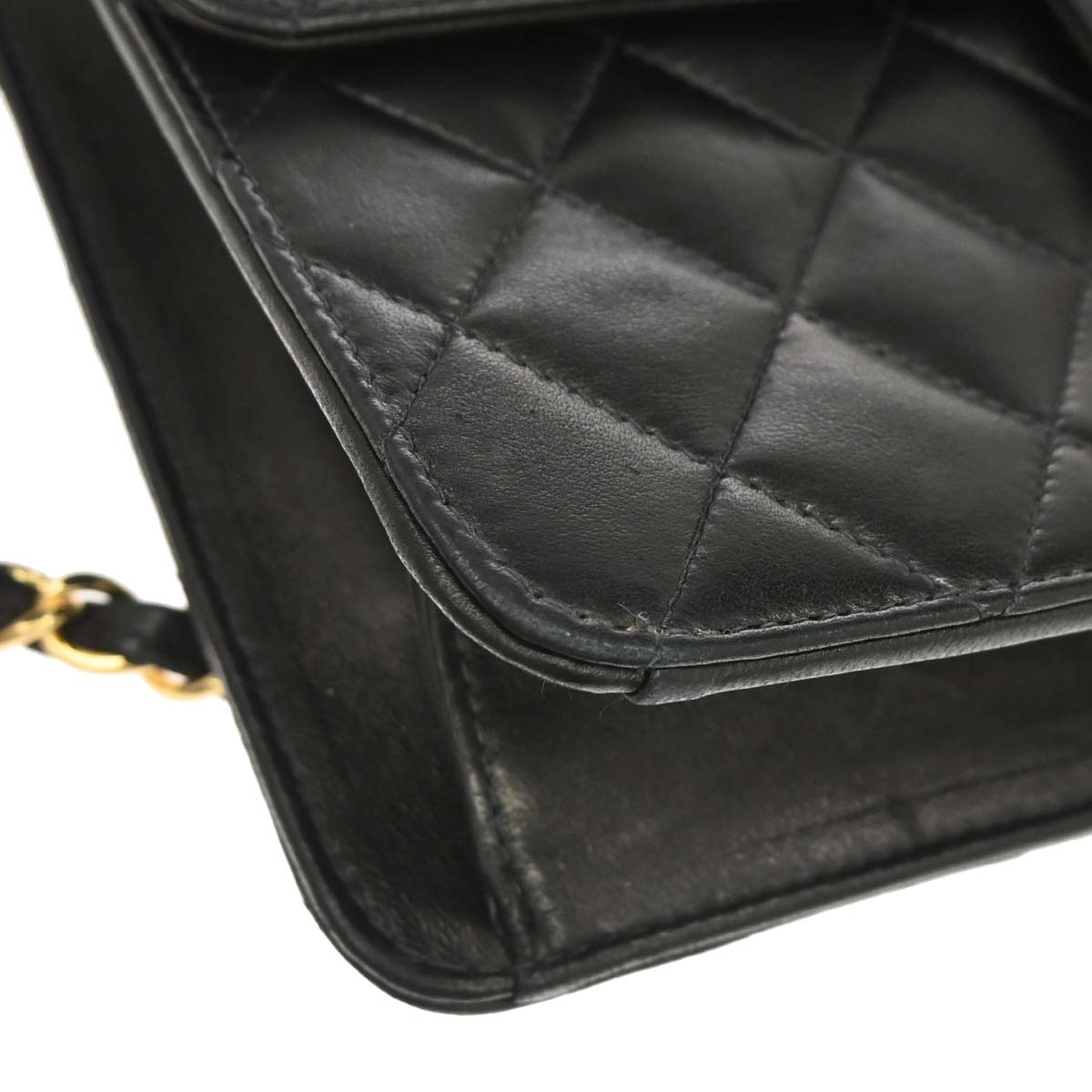 Chanel 2000-2002 Black Lambskin Turnlock Small Half Flap Shoulder Bag