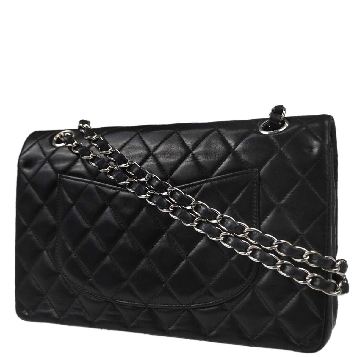 Chanel 2002-2003 Black Lambskin Medium Classic Double Flap Shoulder Bag