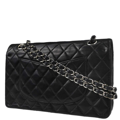 Chanel 2002-2003 Black Lambskin Medium Classic Double Flap Shoulder Bag