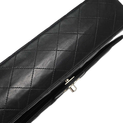 Chanel 2002-2003 Black Lambskin Medium Classic Double Flap Shoulder Bag