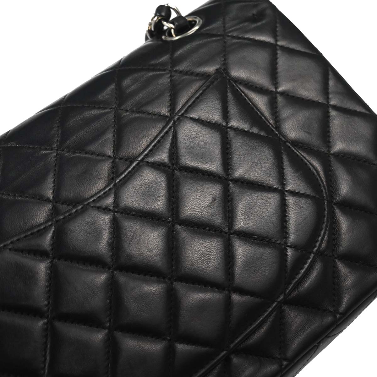 Chanel 2002-2003 Black Lambskin Medium Classic Double Flap Shoulder Bag