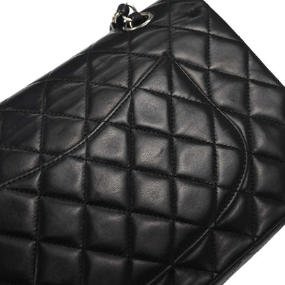 Chanel 2002-2003 Black Lambskin Medium Classic Double Flap Shoulder Bag