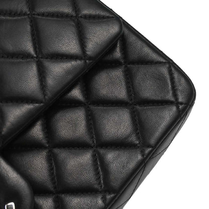 Chanel 2002-2003 Black Lambskin Medium Classic Double Flap Shoulder Bag