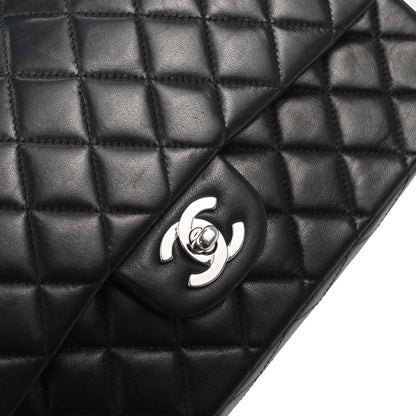 Chanel 2002-2003 Black Lambskin Medium Classic Double Flap Shoulder Bag