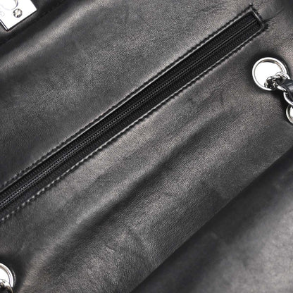 Chanel 2002-2003 Black Lambskin Medium Classic Double Flap Shoulder Bag