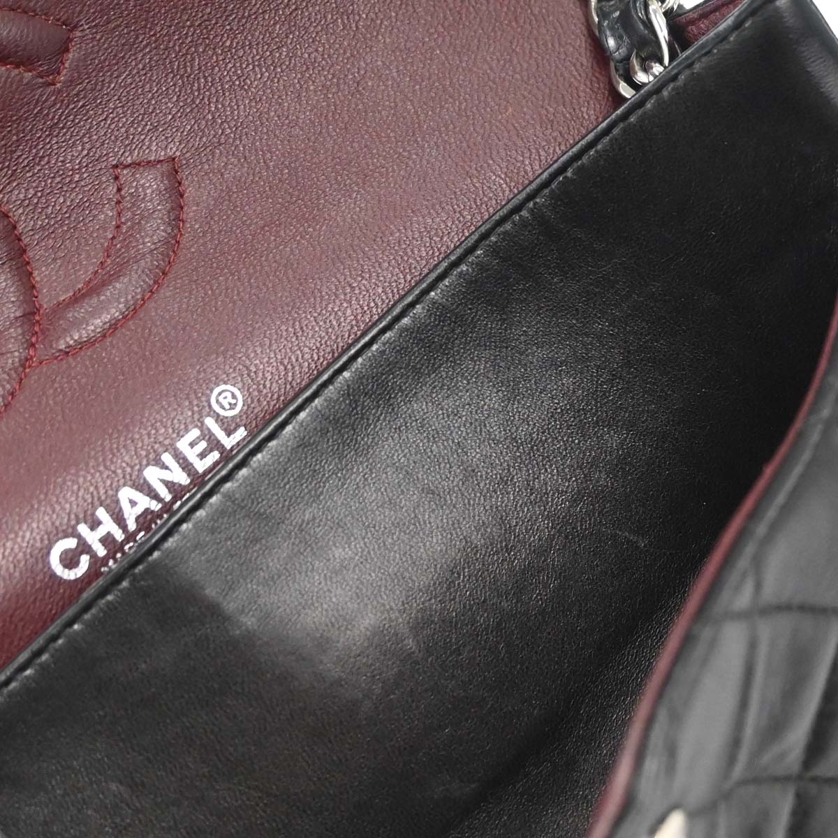 Chanel 2002-2003 Black Lambskin Medium Classic Double Flap Shoulder Bag