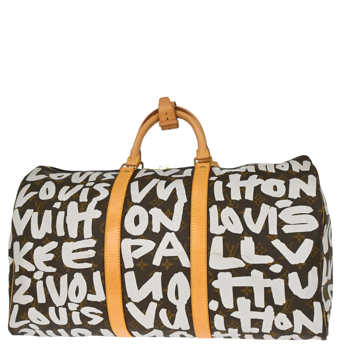 Louis Vuitton 2001 White Monogram Graffiti Keepall 50 Handbag M92197