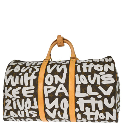 Louis Vuitton 2001 White Monogram Graffiti Keepall 50 Handbag M92197