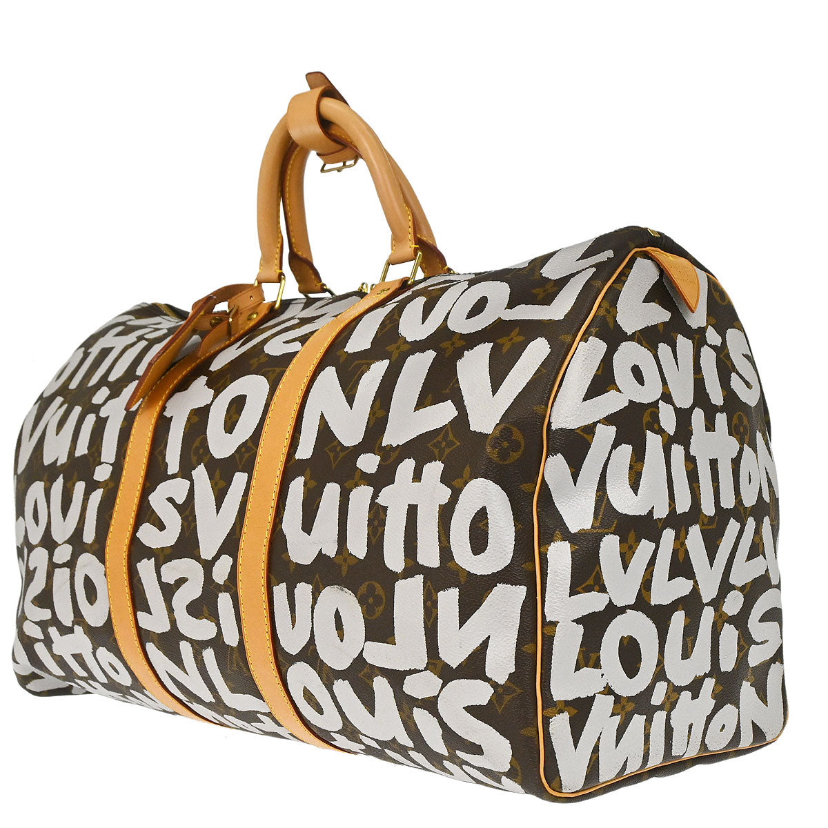 Louis Vuitton 2001 White Monogram Graffiti Keepall 50 Handbag M92197