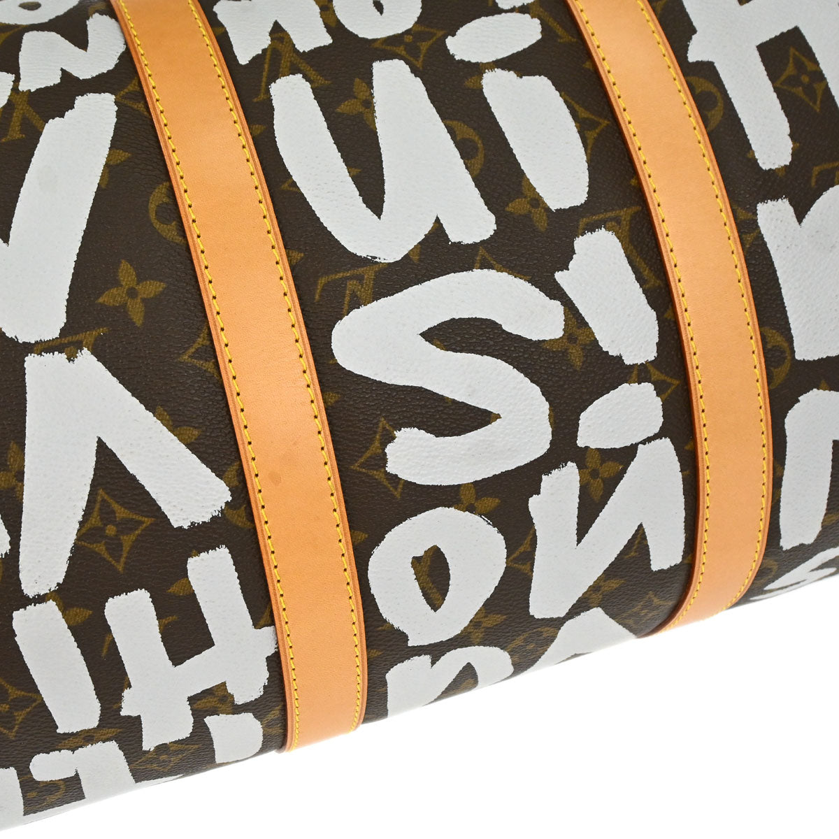 Louis Vuitton 2001 White Monogram Graffiti Keepall 50 Handbag M92197