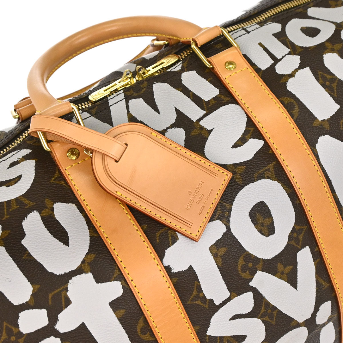 Louis Vuitton 2001 White Monogram Graffiti Keepall 50 Handbag M92197