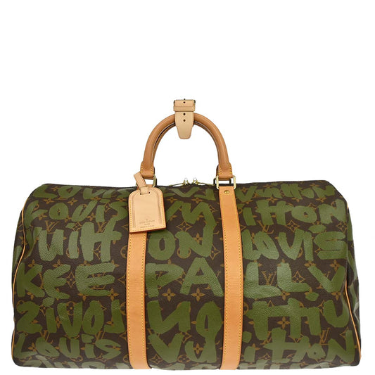 Louis Vuitton Khaki Monogram Graffiti Keepall 50 Duffle Bag M92196