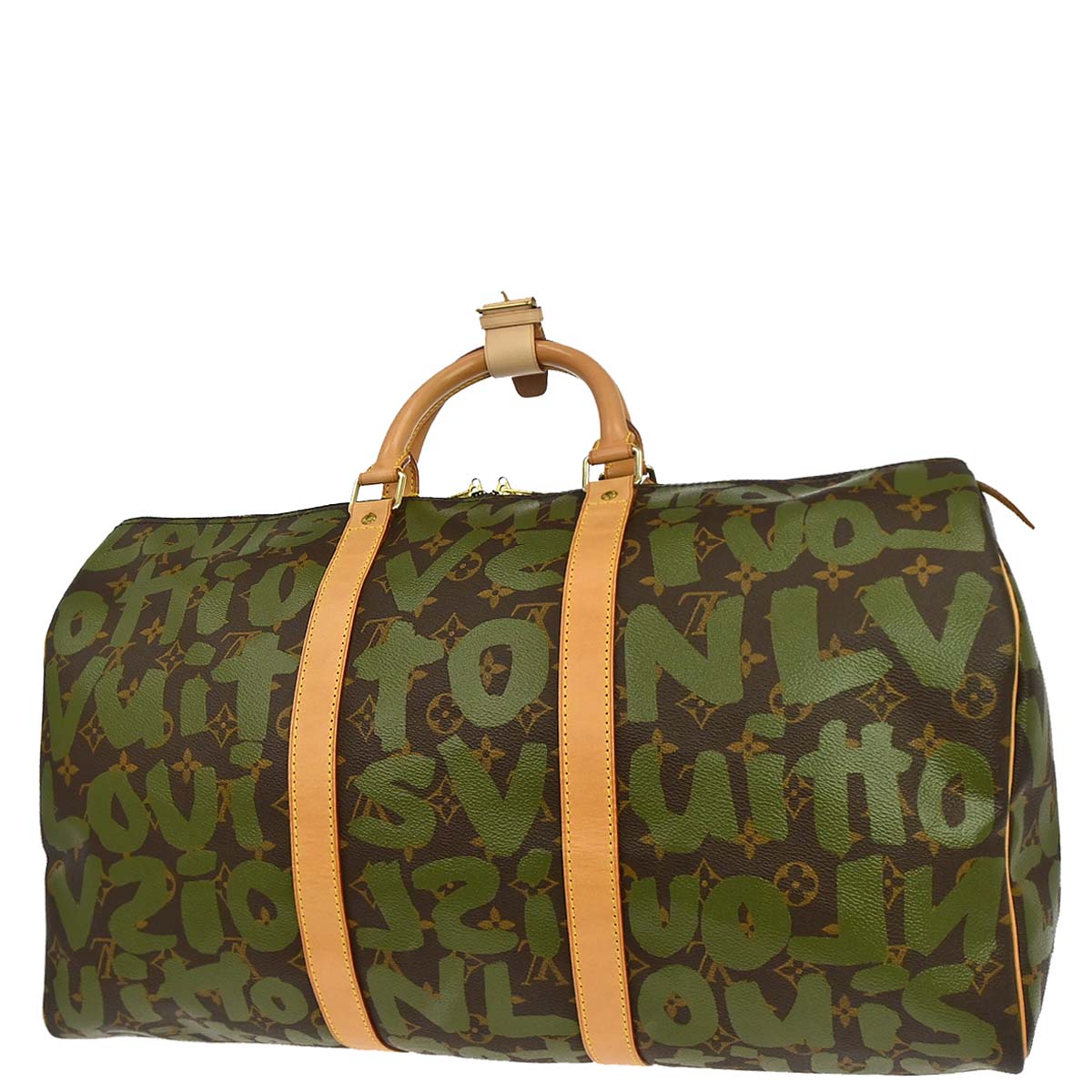 Louis Vuitton Khaki Monogram Graffiti Keepall 50 Duffle Bag M92196