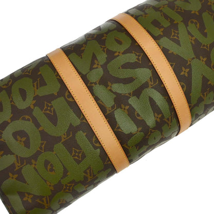 Louis Vuitton Khaki Monogram Graffiti Keepall 50 Duffle Bag M92196