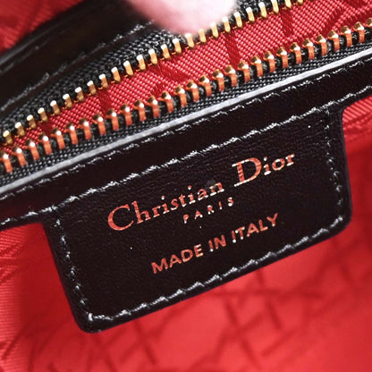 Christian Dior Black Lambskin Medium Lady Dior Cannage 2way Shoulder Handbag