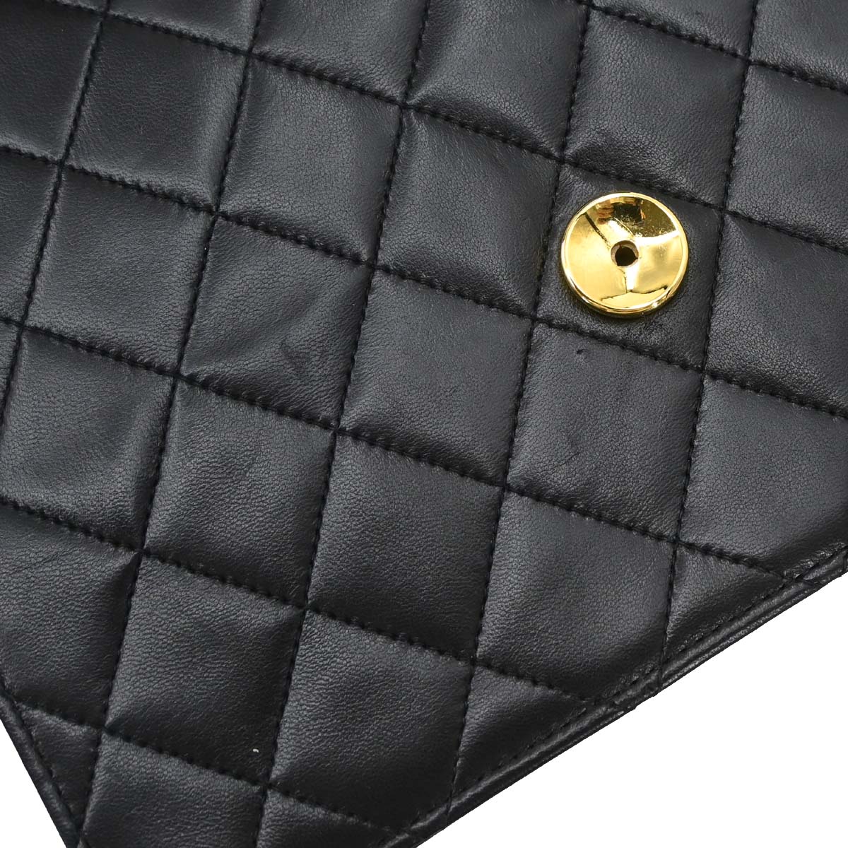 Chanel Black Lambskin Pushlock Small Half Flap Shoulder Bag