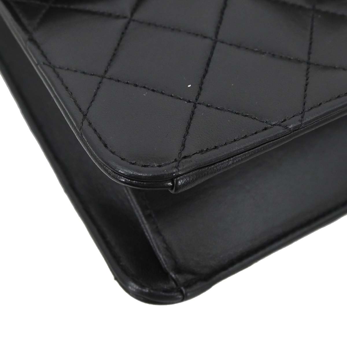 Chanel Black Lambskin Pushlock Small Half Flap Shoulder Bag