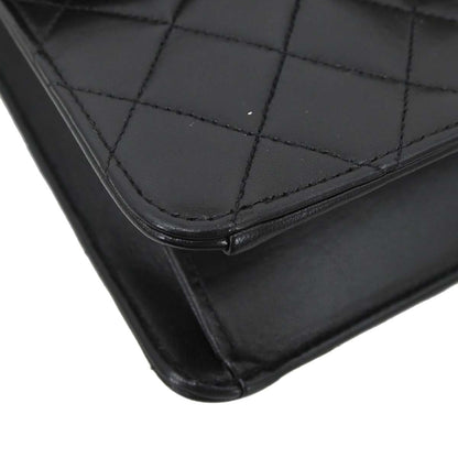 Chanel Black Lambskin Pushlock Small Half Flap Shoulder Bag
