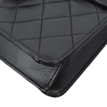 Chanel Black Lambskin Pushlock Small Half Flap Shoulder Bag