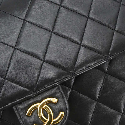 Chanel Black Lambskin Pushlock Small Half Flap Shoulder Bag