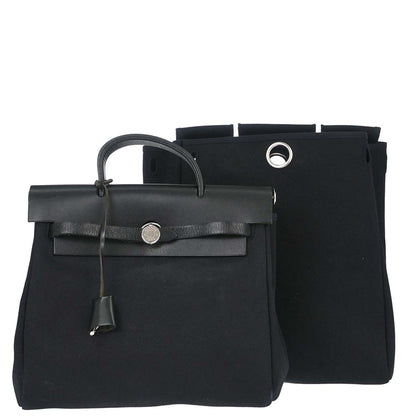 Hermes Black Toile Officier Herbag a Dos 2 in 1 Backpack