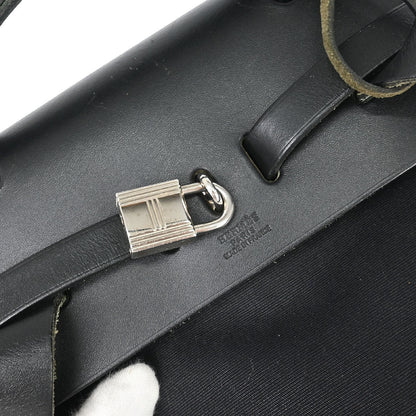 Hermes Black Toile Officier Herbag a Dos 2 in 1 Backpack