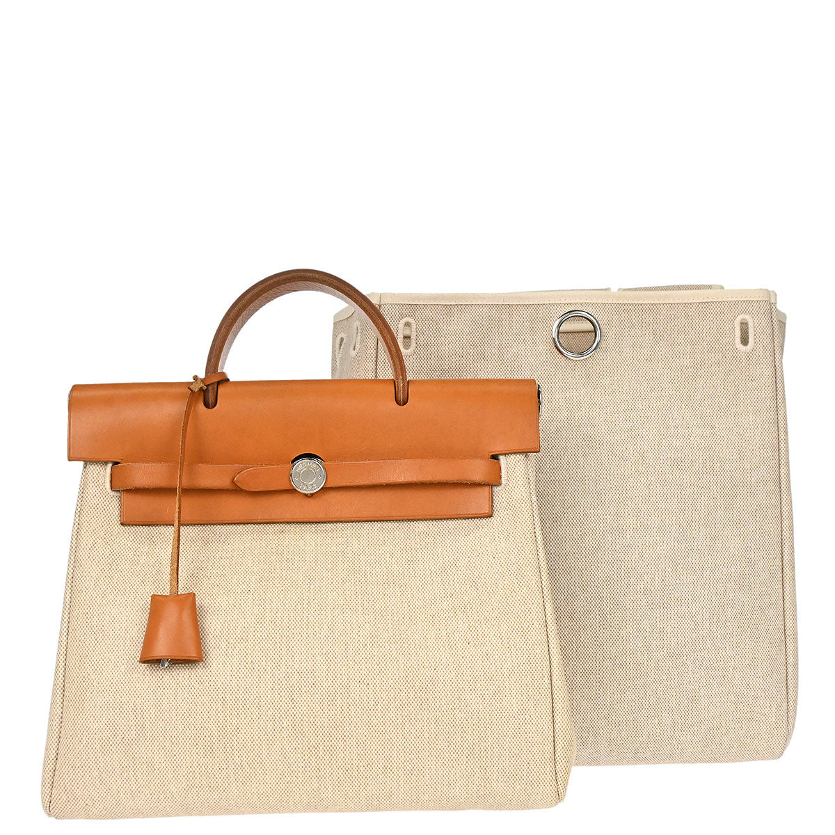 Hermes Natural Toile H Herbag a Dos 2 in 1 Backpack