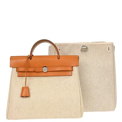 Hermes Natural Toile H Herbag a Dos 2 in 1 Backpack