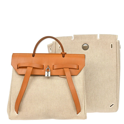 Hermes Natural Toile H Herbag a Dos 2 in 1 Backpack