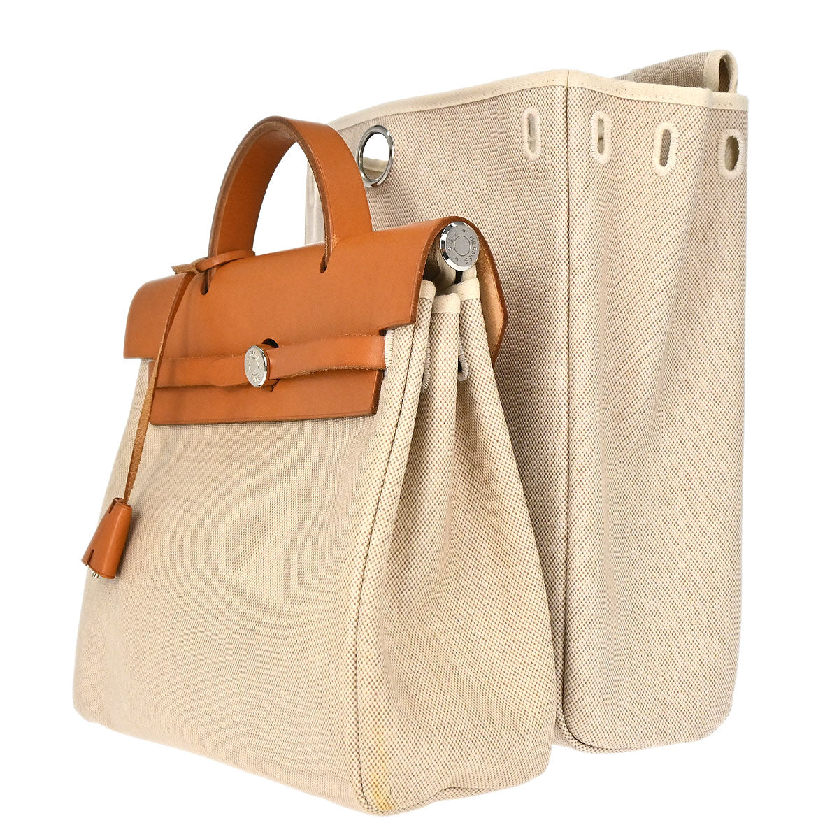 Hermes Natural Toile H Herbag a Dos 2 in 1 Backpack