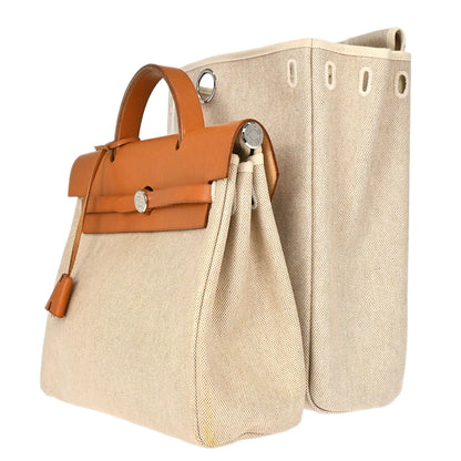 Hermes Natural Toile H Herbag a Dos 2 in 1 Backpack