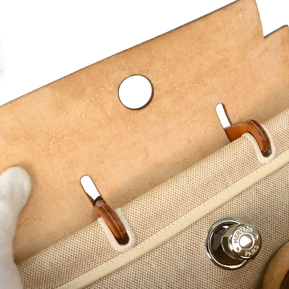 Hermes Natural Toile H Herbag a Dos 2 in 1 Backpack