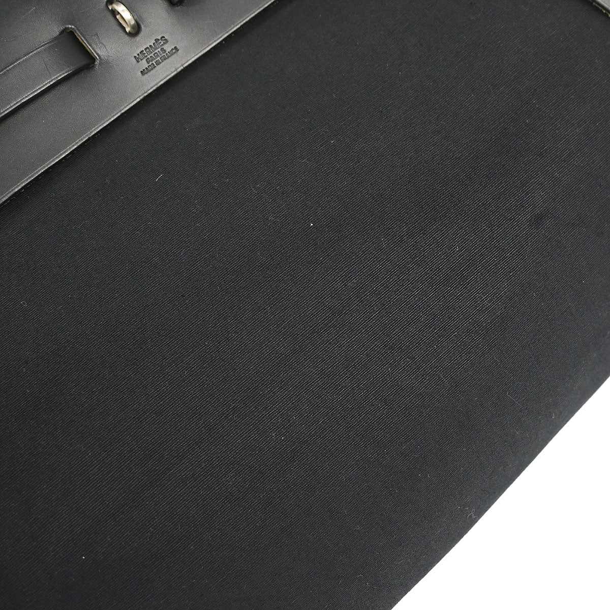 Hermes Natural Black Toile H Officier Herbag MM 2way Shoulder Handbag