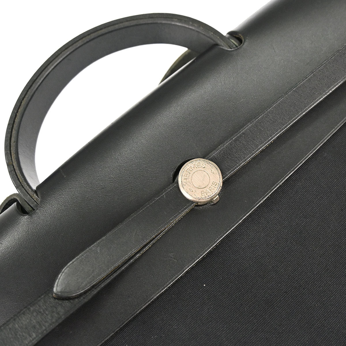 Hermes Natural Black Toile H Officier Herbag MM 2way Shoulder Handbag
