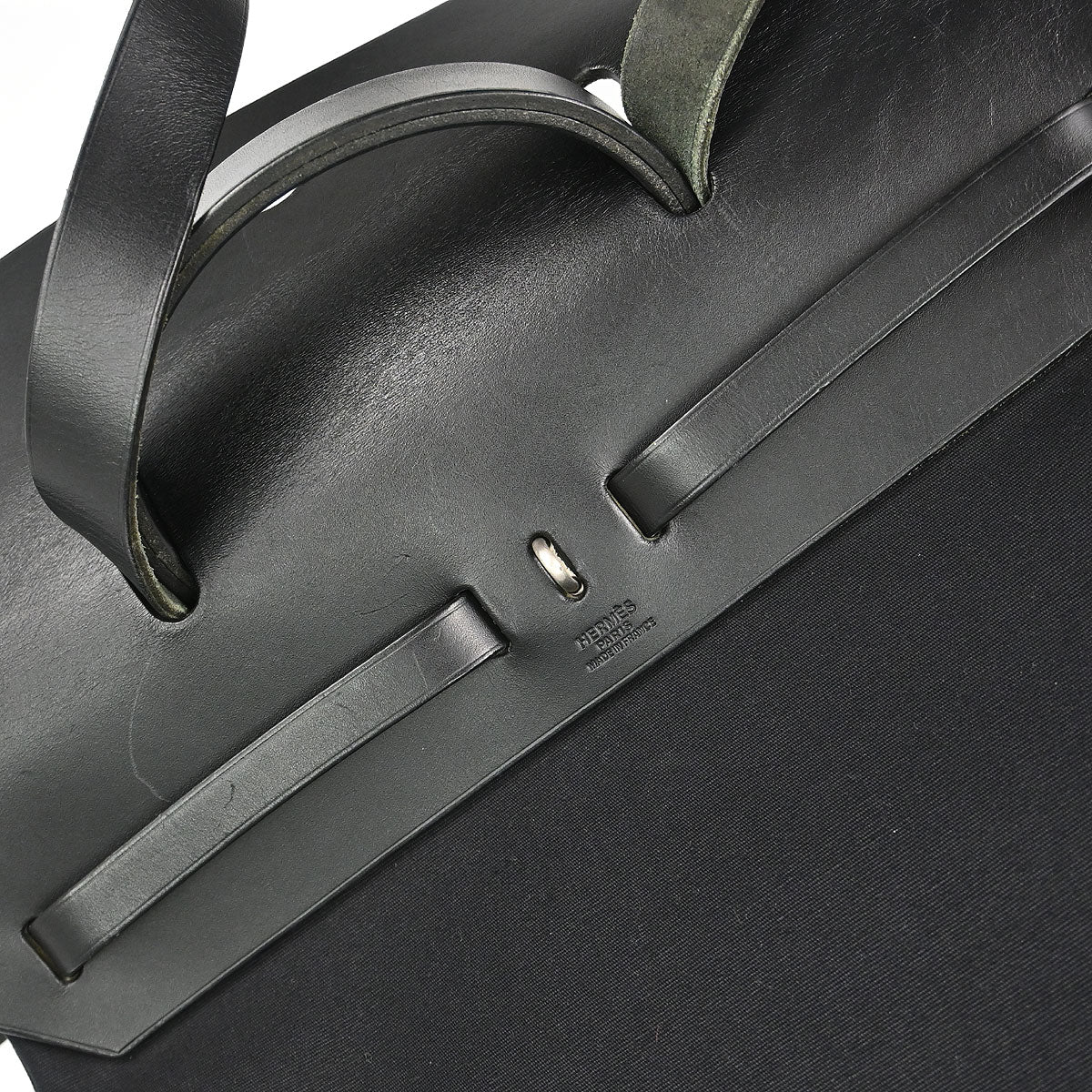 Hermes Natural Black Toile H Officier Herbag MM 2way Shoulder Handbag