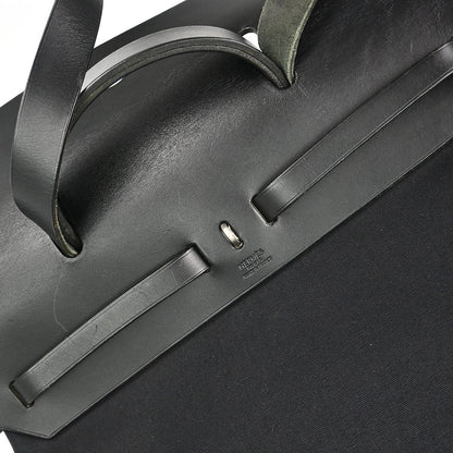 Hermes Natural Black Toile H Officier Herbag MM 2way Shoulder Handbag