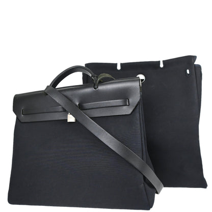 Hermes Black Toile Officier Herbag MM 2way Shoulder Handbag