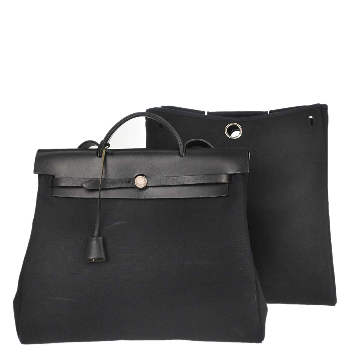 Hermes Black Toile Officier Herbag MM 2way Shoulder Handbag