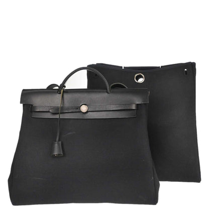 Hermes Black Toile Officier Herbag MM 2way Shoulder Handbag