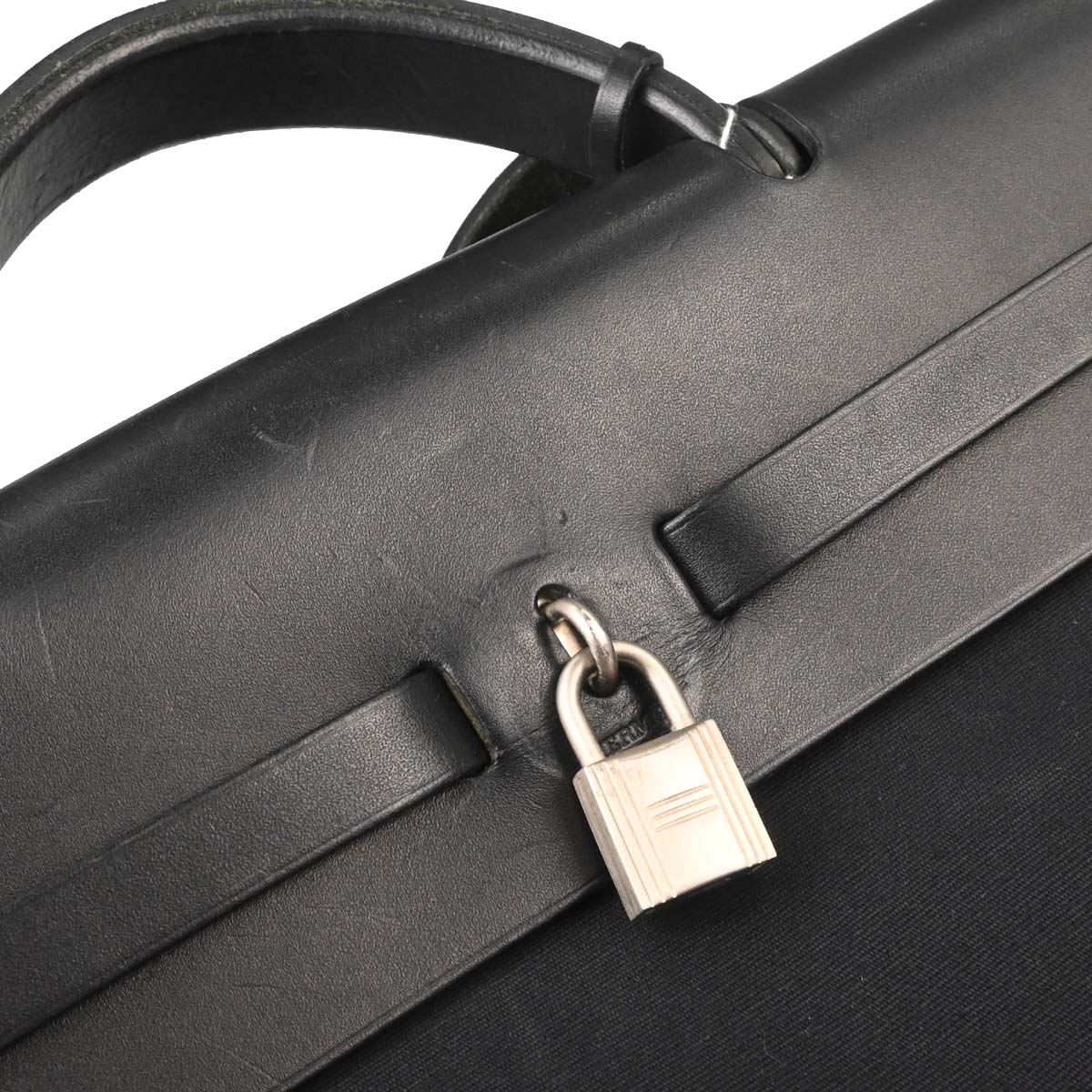 Hermes Black Toile Officier Herbag MM 2way Shoulder Handbag