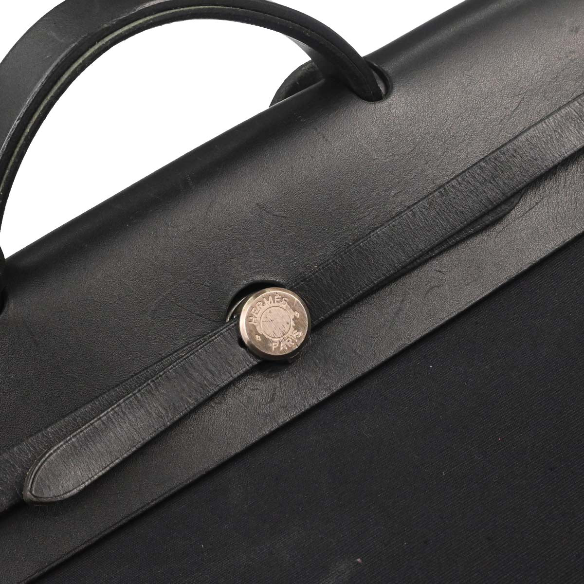 Hermes Black Toile Officier Herbag MM 2way Shoulder Handbag