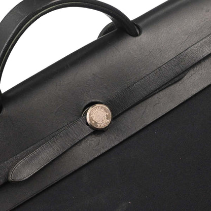 Hermes Black Toile Officier Herbag MM 2way Shoulder Handbag