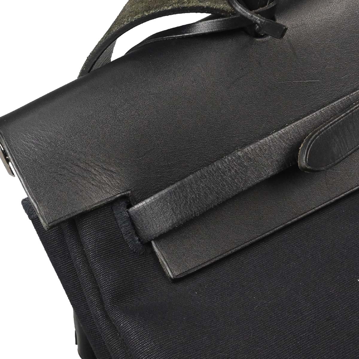 Hermes Black Toile Officier Herbag MM 2way Shoulder Handbag