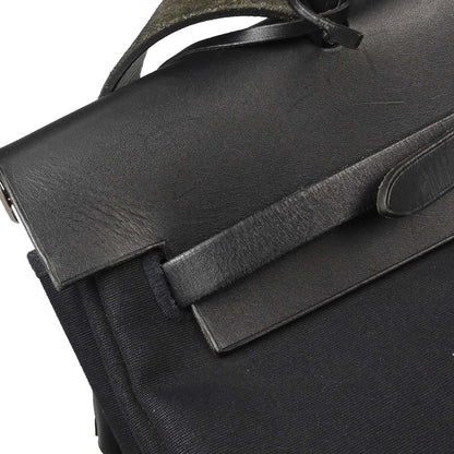 Hermes Black Toile Officier Herbag MM 2way Shoulder Handbag
