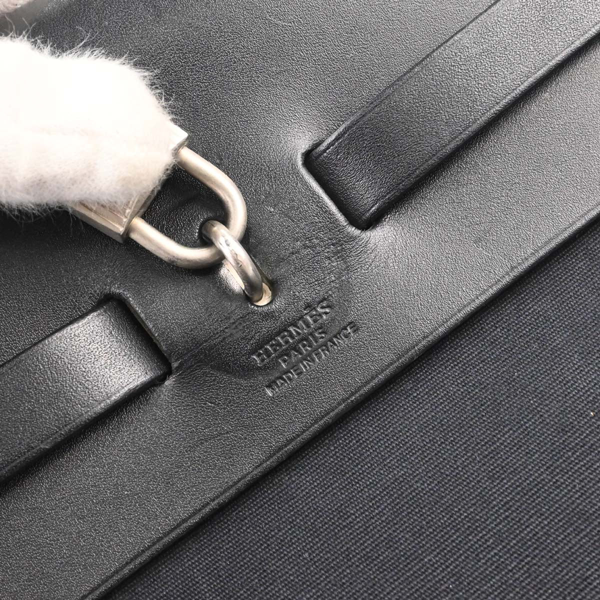 Hermes Black Toile Officier Herbag MM 2way Shoulder Handbag