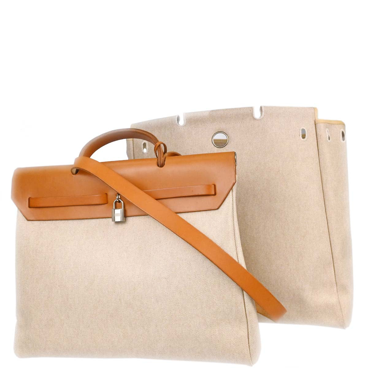 Hermes Natural Toile H Herbag MM 2way Shoulder Handbag