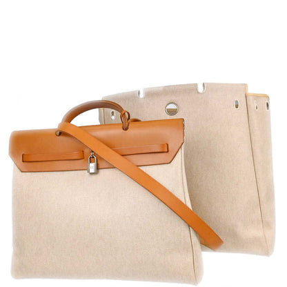 Hermes Natural Toile H Herbag MM 2way Shoulder Handbag