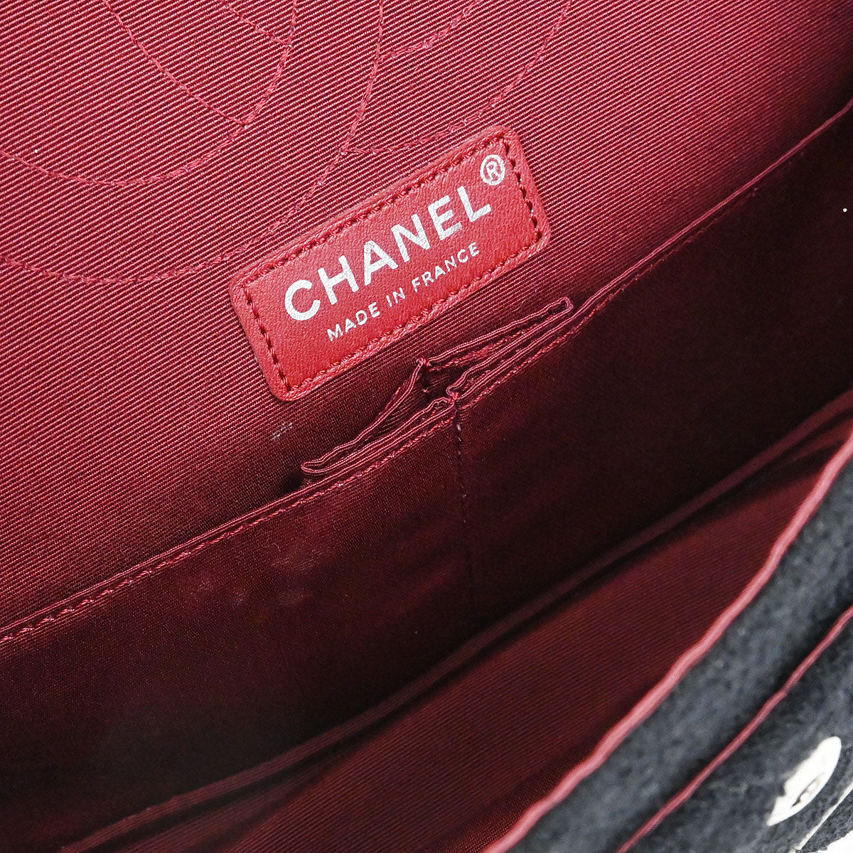Chanel 2008-2009 Black Tweed 2.55 Medium Classic Double Flap Shoulder Bag