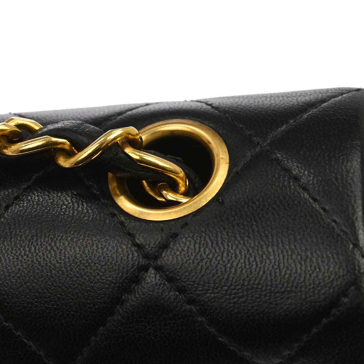 Chanel Black Lambskin Classic Square Flap Shoulder Bag 20